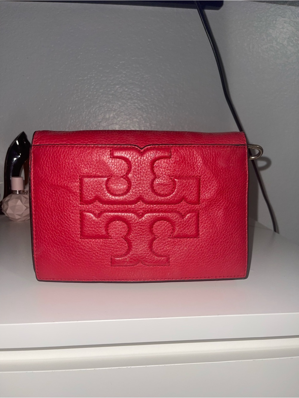 Tory Burch Vibrant Red Embossed Logo Crossbody